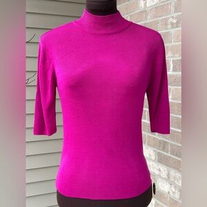 COLETTE MORDO SANDIMARA sS 💯silk mock  neck-looks new-1/2 slv-magenta pink
